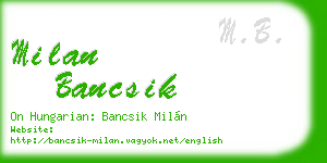 milan bancsik business card